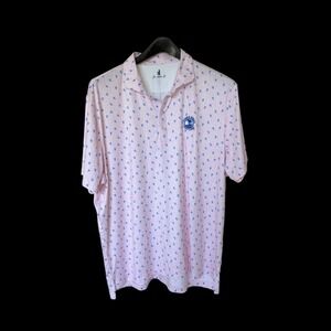 Johnnie-O Pebble Beach Golf Links Polo Shirt Mens XL Pink Blue Lobster Print